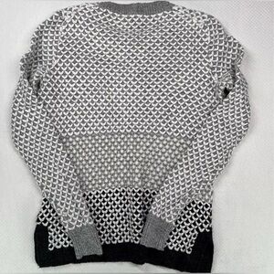 Madewell Women's XS Geo-Block Crewneck Pullover Sweater Gray White Black